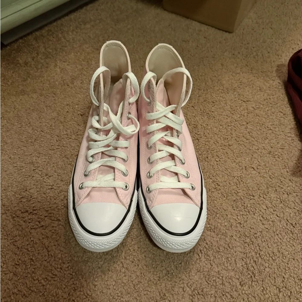 Converse Women's Light Pink High-Tops - Picture 2 of 6